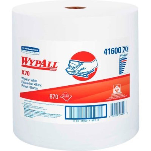 Kimberly-Clark Wypall X70 Perforated Wipes, Jumbo Roll, 12-1/2" X 13-2/5", White, 870/Roll - KIM41600 41600